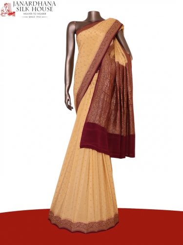 Pure Handloom Zari Butta Banarasi Crepe Silk Saree